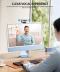Premium 4K Webcam With Built In Ring Light And Dope Privacy Shutters For Crisp Streaming And Badass Video Calls featuring dual mics in use.