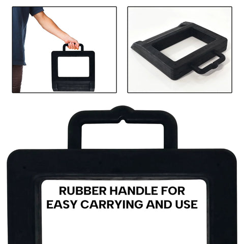 Beefy Rubber Pallet Jack Chock with handle, 14.2 x 11.4 x 2 inches, durable friction treated base, lightweight 3.5 lb