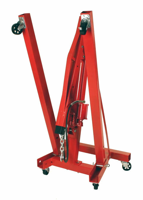 No Sweat Folding Air Hydraulic Engine Hoist Cherry Picker Shop Crane Heavy Duty Rig with steel casters and hydraulic pump.