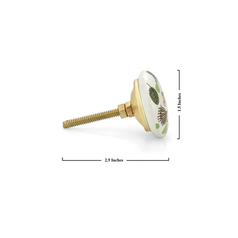 Side view of Handmade Ceramic Cabinet Knobs Geometric Gold Finish Dresser Pulls Set of 6 for Kitchen Cupboard Wardrobe
