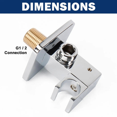Handheld Shower Head Kit With High Pressure Flow Wall Connector And Hose 304 Stainless Steel Chrome Finish square bracket