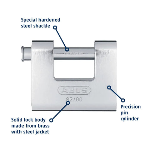 All Weather High Security Monoblock Padlock With Solid Brass Body And Steel Jacket Keyed Different KD Drill Resistant Lock Bolt Cutter Proof Weatherproof Padlock For Gates And Storage, highlighting steel shackle and precision pin cylinder