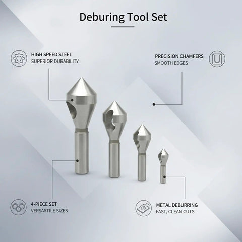 4-Piece HSS Deburring Tool Set For Metal Finishing And Chamfering Versatile Chamfer Cutter Kit For Hole Edges And Sheet Metal