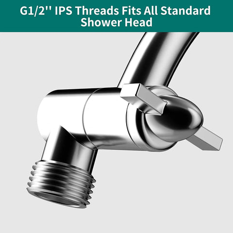 16 Inch Adjustable Curved Shower Head Arm Extension With Lock Joints, Solid Brass Construction, Chrome Finish, Universal G1/2 Connection