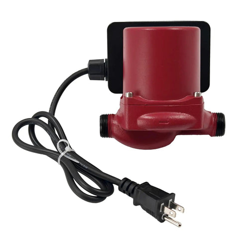 Heavy Duty Hot Water Recirculator Pump With Built In Digital Timer 115V Smooth Operator One Twenty Fifth Horsepower 3/4 By 1/2 Inch Npt Reducing Union Zero Drama Ready To Roll Direct Replacement For Grundfos U P 15 T L C And 595916 with power cord.