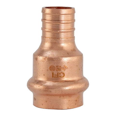 Three Quarters Inch Copper PEX Crimp to Copper Pipe and PEX Pipe Press Fitting Adapter Kit with lead-free copper body