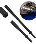 Heavy Duty Pneumatic Anchor Pin Bushing Driver Kit for Trucks and Trailers One And Three Eighths Inch Pins Removal And Installation Eleven And A Half Inch Drive Beefed Up Long And Short Drivers For Quick Safe Leaf Spring Bushing Service with two drivers and bushing, shown during installation