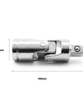 Heavy Duty Universal Joint Set With Flexible Ratchet Extension Bars In Quarter Inch Three Eighth And Half Inch Drive Chrome Vanadium Steel, close view of joint.