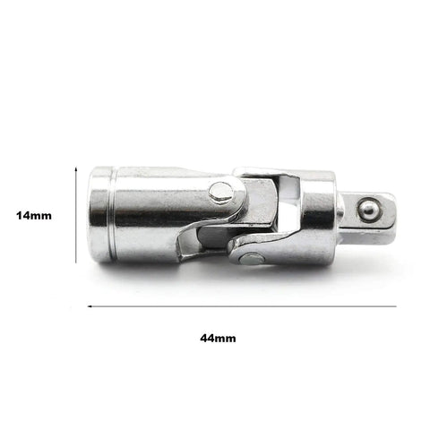 Heavy Duty Universal Joint Set With Flexible Ratchet Extension Bars In Quarter Inch Three Eighth And Half Inch Drive Chrome Vanadium Steel, close view of joint.