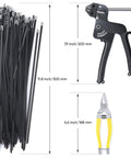 Heavy Duty Stainless Steel Zip Ties Kit With Quick Cutter Tool 150 Pcs 11.8 Inch shown with cutter and plier sizes