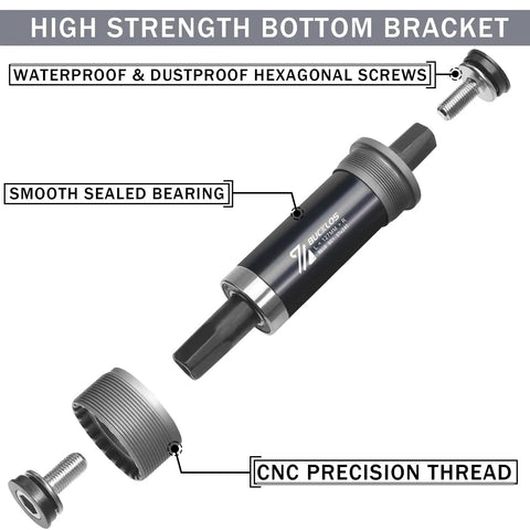 Square Taper Bike Bottom Bracket For BSA Threads 68 80 90 100 110 120 110.5 113 116 118 122.5 127 140 152 156 166 174mm Sealed Bearings