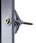 Side view of self drilling hollow wall anchor kit with screws for drywall and plaster grey plastic anchors supports up to 65 lbs