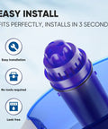 CRF950Z Pitcher Water Filter Replacement For Pur PPF900Z PPF951K close-up, blue filter cartridge in pitcher, easy install