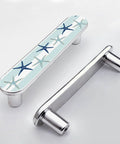 Blue Starfish Cabinet Pulls 4 Pack Center To Center Three Quarter Inch Silver Nautical Drawer Handles with 3D Molded Starfish Design