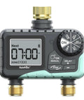 Two Zone Sprinkler Timer With Brass Inlet And Outlet For Garden Hose All In One Watering System With Rain Delay Manual Watering