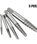 5 Piece Screw Extractor Set Easy Out For Removing Broken Bolts And Damaged Screws Includes Cobalt Drill Bits Heavy Duty Steel