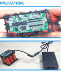 Kickass 6S BMS Board With Heavy Duty Nickel Strips For Smooth 15A 24V Lithium Ion Charging displayed with wiring connections.
