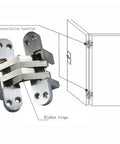 Slick Concealed Cabinet Hinges 12X43MM Silent Close Hidden Door Hardware installation guide showing hinge and door alignment.