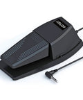 Grippy Sustain Pedal With Polarity Switch For Electronic Keyboards Digital Pianos And MIDI Keyboards Upgraded Grounding Surface With Extra Non Slip Pads For Stable Realistic Pedaling, featuring angled view of pedal with cable