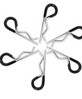Heavy Duty Hitch Pins Clip R Clips Spring Retaining Pins Set with rubber coated grip, 3.5mm wire diameter, 75mm length.