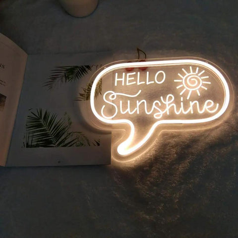 Sunshine Neon Sign For Wall Decor LED Light Up Sign For Bedroom Office Kids Room Nursery Living Room 12.2 By 9 Inches glowing