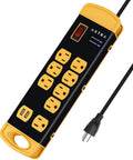 Beefy Built Metal Surge Protector Power Strip With Eight Outlets And USB Ports Nine Foot Long Extension Cord 1800 Joules 15A 125V
