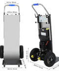 Heavy Duty 1200W Electric Stair Climbing Dolly With Folding Design Handles Ultra Heavy Appliances And Furniture Up To 900 Lbs Easily, showing dimensions and design.