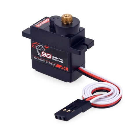 Compact Digital Servo Motor With All Metal Gears Kicking Serious Butt In Torque For Rc Cars Gimbals And Miniature Robots top view showing metal gears and wiring.