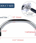 Two Pack Beefy Marine Stainless Boat Grab Handle, Heavy Duty Round Tube Handrail With Flange And Stud, Mirror Polished Finish, Anti Corrosion, 8-1/4 Inch Long
