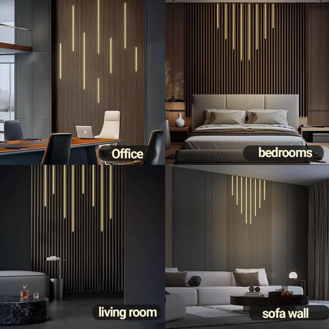Black LED Recessed Lighting Kit With Dope 8 Piece 3000K Warm White Wall Panel Lights in office, bedroom, living room, sofa wall