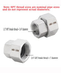 Stainless Steel Garden Hose Adapter Set Three Quarter Inch GHT Female To One Half Inch NPT Female Quick Swivel Connectors 304 Stainless Corrosion Resistant Outdoor Watering Fittings Pack Of Two, two adapters
