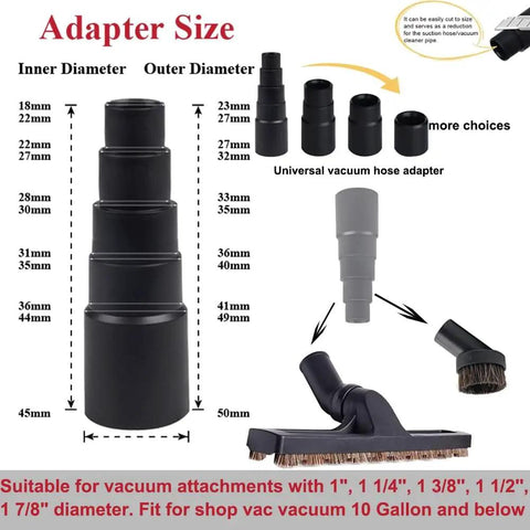 Versatile Vacuum Attachments Kit With Floor Brush And Two Horse Hair Heads Universal Hose Adapter For Shop Vac Accessories
