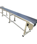 177 Inch PVC Flat Conveyor Workhorse With Adjustable Speed 110V 370W Heavy-Duty Stainless Steel Frame Black PVC Belt Dual Guard Rails 50 Kg Max Load For Warehouse Transport