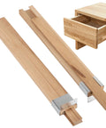 Two Pack Wood Drawer Slides 15.7 Inch Beech Wood Center Guide Track With Heavy Duty Metal Brackets for Kitchen and Furniture Drawers