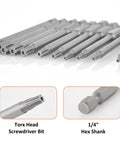 Top Shelf 11 Piece Tamper Proof Torx Bit Set Built Tough With Heavy Duty S2 Steel smooth grip 1/4 inch hex shank screwdriver bits