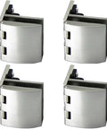 Premium Glass Hinge Set Four Piece Kitchen Bath Pivot Bracket Slick Chrome Finish for secure glass installation.
