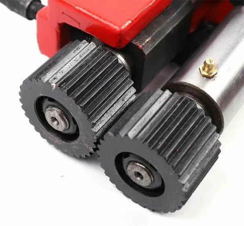 Close-up of the heavy-duty bead roller machine with 6 dies, showcasing the low carbon steel build for automotive and workshop use.