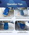 Pro Grade Diamond Core Drill Bit Set For Porcelain Tile Ceramic Marble Granite Drilling With 20mm 25mm 35mm 50mm 75mm 100mm Diamond Hole Saws Five Eighths By Eleven Thread 10mm Diamond Height 60mm Overall Length Heavy Duty Tile Drilling Kit showing step-by-step operation tips