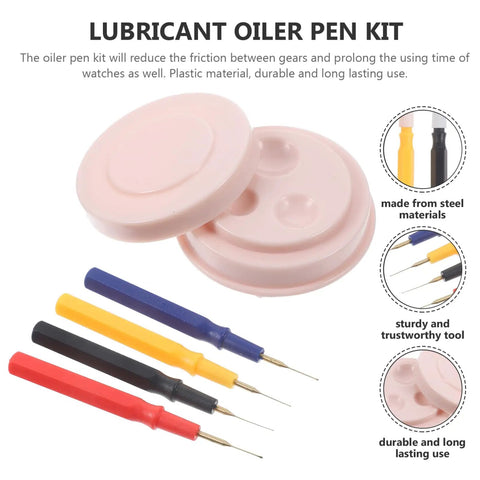 Watch Oiler Pen Kit For Precision Repair Oil Filling Tool With Cup, multi-colored pens, plastic cup for accurate application