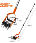 72 Inch Rotary Cultivator Tool Hand Tiller For Gardening 2 In 1 with measurements, showing adjustable handle and star rollers.