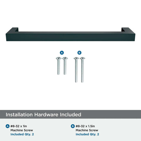 Slick Matte Black Cabinet Pull With Clean Contemporary Lines And Smooth Finish Rocking A Precise Six Inch Center Spread with screws.