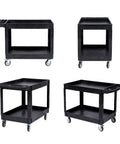 Heavy Duty Rolling Utility Cart Two Tier Service Cart With Wheels Ergonomic Handle 550 Lbs Capacity Plastic Tool Cart For Warehouse Garage Workshop And Kitchen Durable HDPE Trolley 40.5x17.7 Inches, 4 views