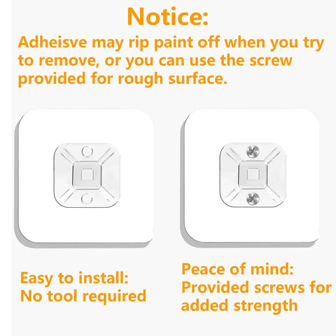 No Drill Metal Wall Anchors Bombproof Furniture Brackets For Baby Proofing And Locker Setup With Hella Strong Clear Tape Mount 10 Pack Secure Hardware Kit For Home Use showing adhesive mounts with screws for installation.