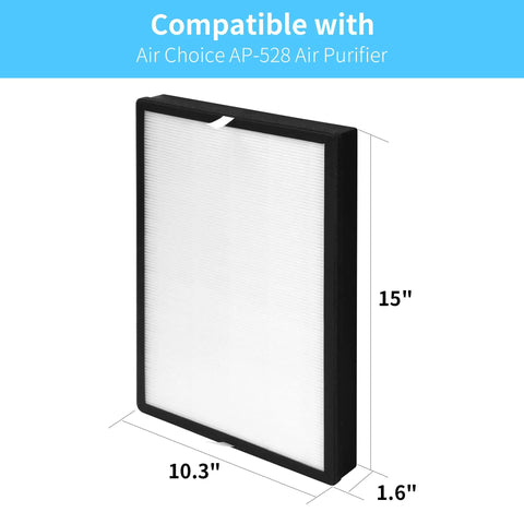 2-Pack Replacement Filter For Air Choice AP-528 Purifier 3-In-1 Filtration System With Fine Primary Filter H13 True HEPA and carbon shown