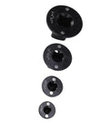 Top Tier 4 Piece Low Impact Socket Adapter Set With Magnetic Drive Ratchet Converter Kit And Compact Wrench Adapters For Quick Size Swap From Quarter To Inch Drivers Perfect For Tight Spaces. Four black steel socket adapters in 3/8, 1/2, and 1/4 sizes