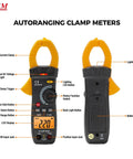Front and back view of Must Have All In One Digital Clamp Meter With O Shaped Jaw Auto Range Voltage Tester Backlight And Flashlight