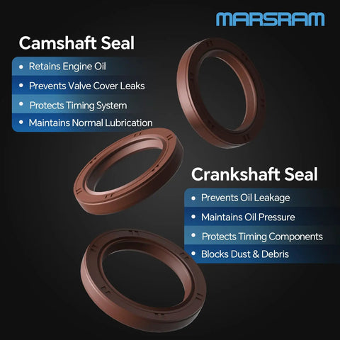 Camshaft and crankshaft seals for timing belt kit with water pump for Honda Accord Odyssey Pilot Ridgeline MDX TSX TL 3.0L 3.5L 3.7L V6