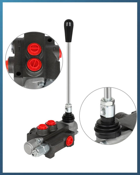 Image showing a One Spool Hydraulic Flow Control Valve For Tractor Loader, 11 GPM At 3600 PSI, SAE Ports, adjustable relief lever.