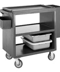 Heavy Duty 28 Inch Polyethylene Open Service Cart With Smooth Rollin Casters And Grip Handles Solid Coffee Beige for kitchen use