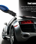 Two Pack Gas Saver For Cars Trucks And Motorcycles Spill Free Refueling Tool next to sports car showcasing fuel saving device